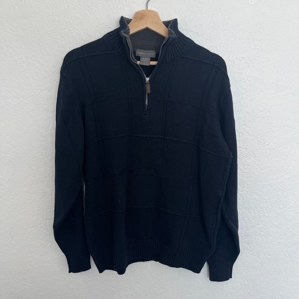 Tricots St. Raphael Women’s Large Black Quarter Zip Mock Neck Sweater